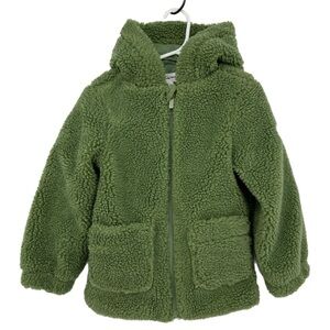 Kids’ Miles the Label High Pile Fleece Hooded Jacket Size 4 Green Outdoor Winter